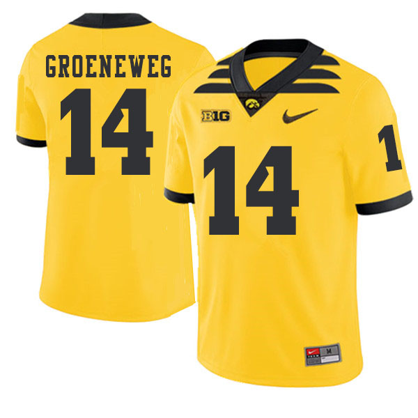 2019 Men #14 Kyle Groeneweg Iowa Hawkeyes College Football Alternate Jerseys Sale-Gold - Click Image to Close